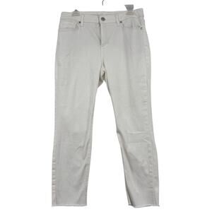 LC Lauren Conrad Jeans Womens 12 White Skinny Crop Raw Hem Stretch Denim